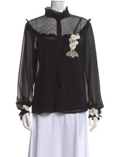 Pre-owned Red Valentino Long Sleeve Blouse In Black