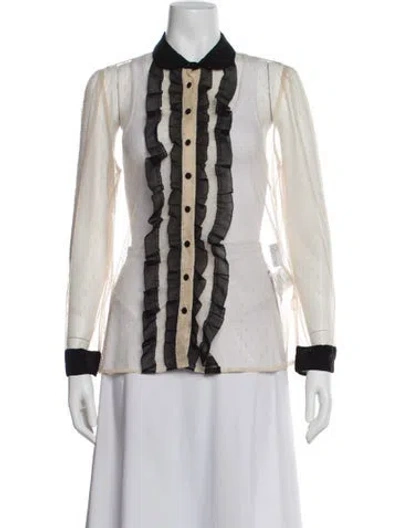 Pre-owned Red Valentino Long Sleeve Blouse In Neutral