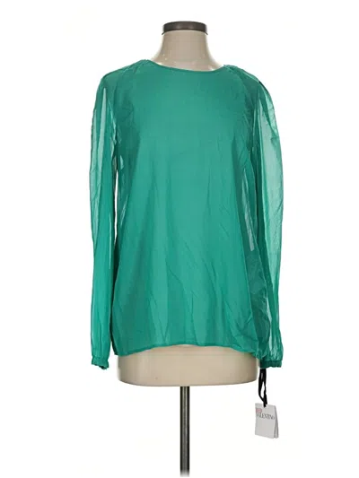 Pre-owned Red Valentino Long Sleeve Top Green Crew Neck Tops
