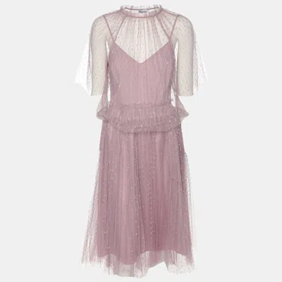 Pre-owned Red Valentino Mauve Tulle Top And Skirt Set S