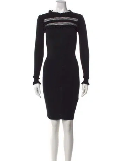 Pre-owned Red Valentino Merino Wool Knee-length Dress In Black
