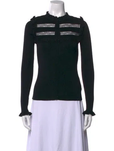 Pre-owned Red Valentino Merino Wool Lace Pattern Sweater In Black