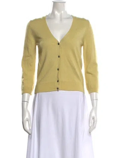 Pre-owned Red Valentino Merino Wool Open Front Sweater In Yellow