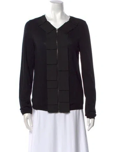 Pre-owned Red Valentino Merino Wool V-neck Sweater In Black