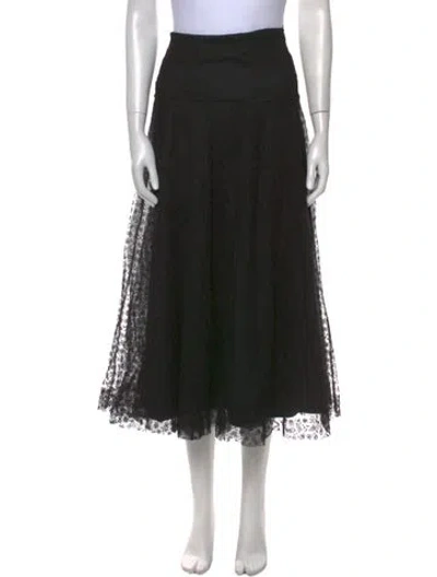 Pre-owned Red Valentino Mesh Accents Midi Length Skirt In Black