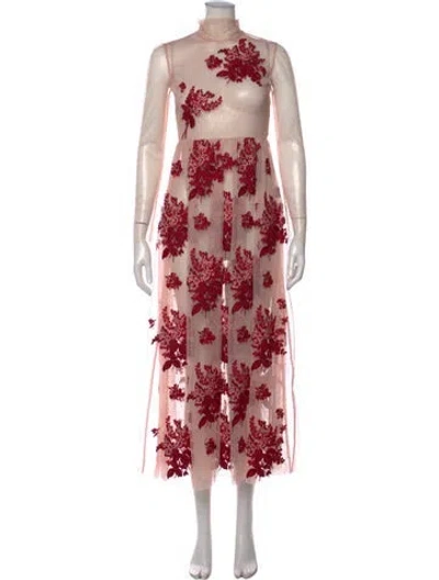 Pre-owned Red Valentino Mesh Midi Length Dress In Pink