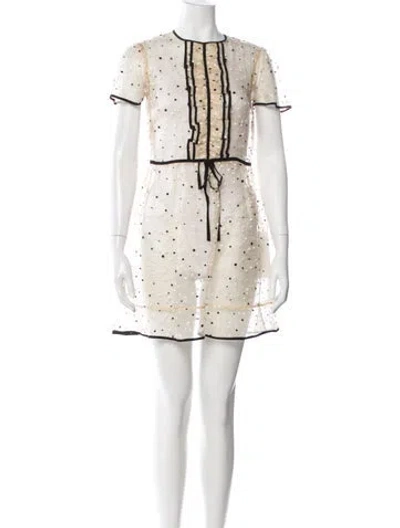 Pre-owned Red Valentino Mesh Mini Dress In White