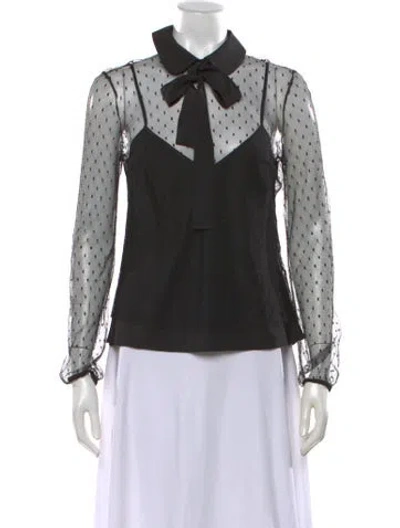 Pre-owned Red Valentino Mesh Polka Dot Print Blouse In Black