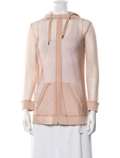 Pre-owned Red Valentino Mesh Striped Faux Fur Jacket W/ Tags In Neutral