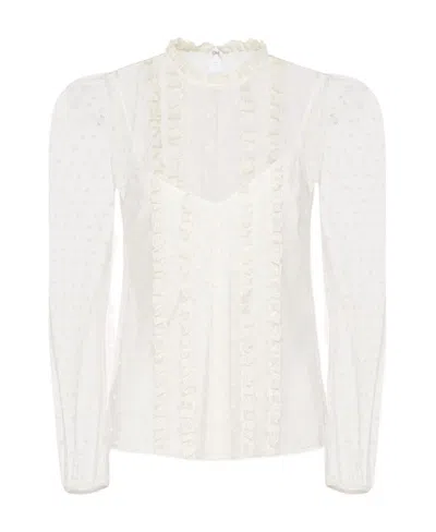Red Valentino Mesh Tulle Blouse In White