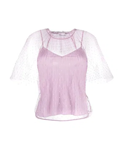 Red Valentino Mesh Tulle Blouse In Purple