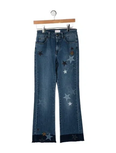 Pre-owned Red Valentino Mid-rise Flared Jeans In Blue