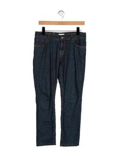 Pre-owned Red Valentino Mid-rise Straight Leg Jeans In Blue