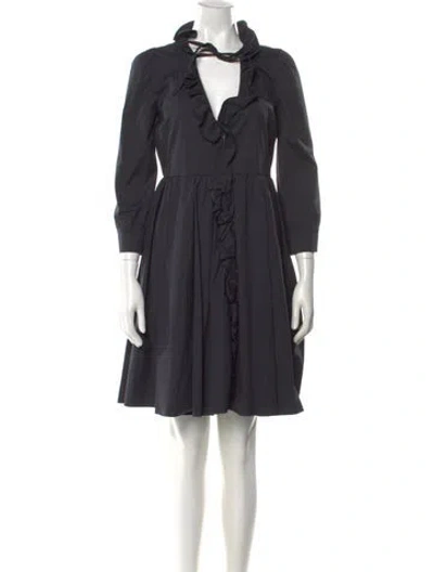 Pre-owned Red Valentino Mock Neck Knee-length Dress In Black