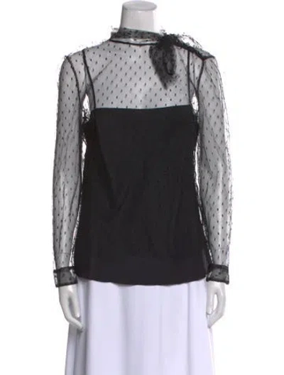 Pre-owned Red Valentino Mock Neck Long Sleeve Blouse In Black