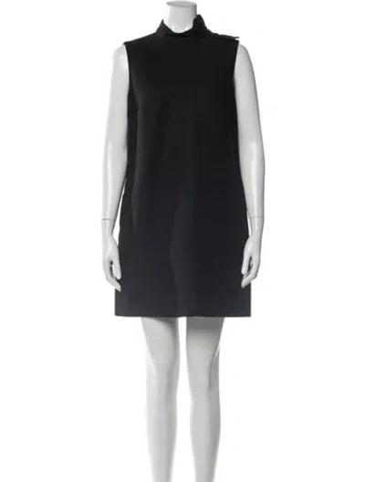 Pre-owned Red Valentino Mock Neck Mini Dress In Black