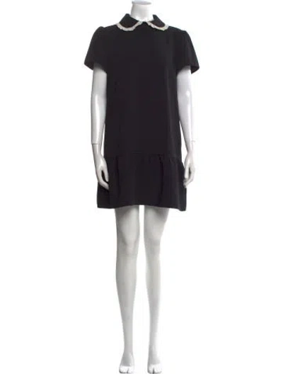 Pre-owned Red Valentino Mock Neck Mini Dress In Black