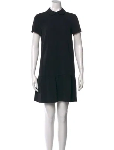 Pre-owned Red Valentino Mock Neck Mini Dress In Black
