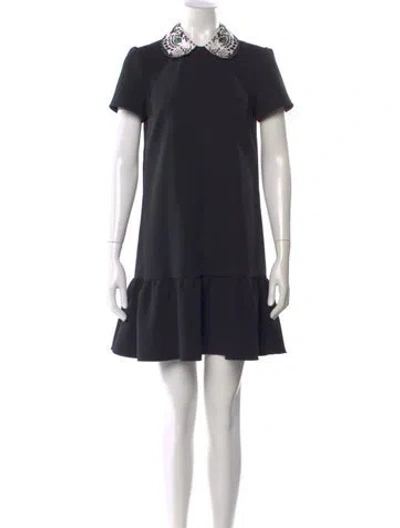 Pre-owned Red Valentino Mock Neck Mini Dress In Black