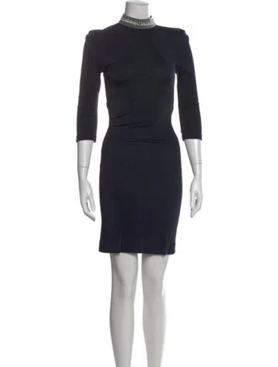 Pre-owned Red Valentino Mock Neck Mini Dress In Black