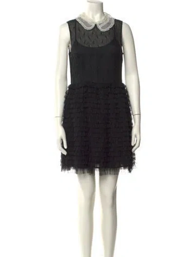 Pre-owned Red Valentino Mock Neck Mini Dress In Black