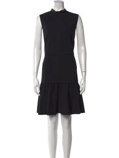 Pre-owned Red Valentino Mock Neck Mini Dress In Black