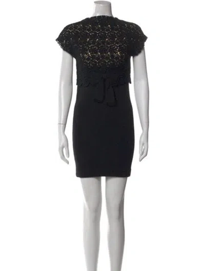 Pre-owned Red Valentino Mock Neck Mini Dress In Gray