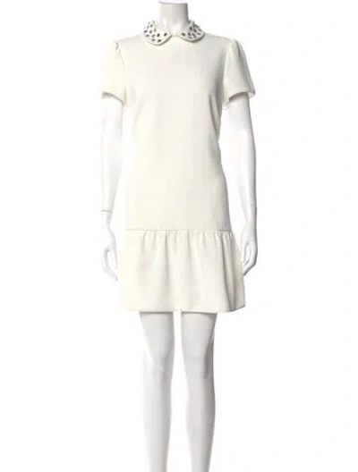 Pre-owned Red Valentino Mock Neck Mini Dress In Neutral