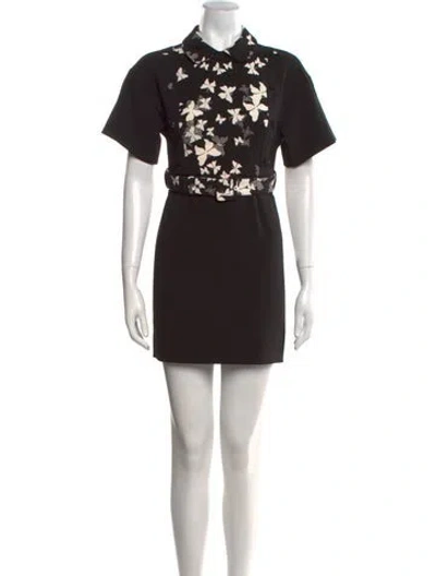 Pre-owned Red Valentino Mock Neck Mini Dress W/ Tags In Black