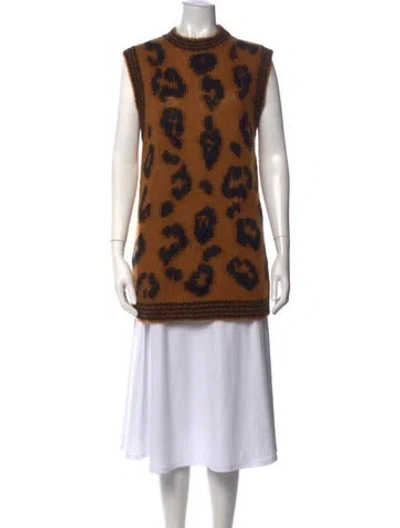 Pre-owned Red Valentino Mohair Animal Print Sweater In Brown