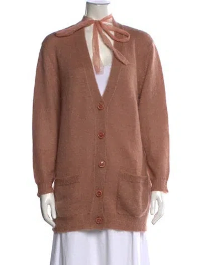Pre-owned Red Valentino Mohair V-neck Sweater In Pink
