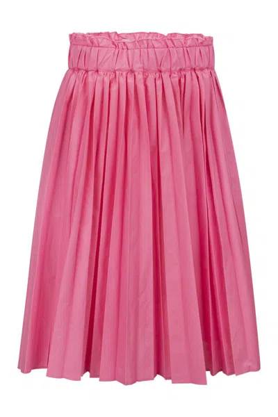 RED VALENTINO MULTICOLOR PLEATED TAFFETA SKIRT WITH ELASTIC WAIST AND RUCHING DETAIL