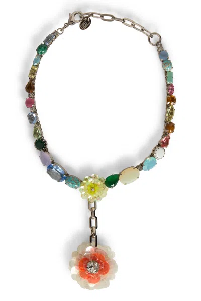 Red Valentino Multicolored Necklace With A Flower-shaped Pendant.