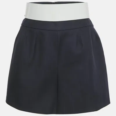 Pre-owned Red Valentino Navy Blue Gabardine Flared Shorts M