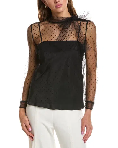 Red Valentino Net Lace Blouse In Black