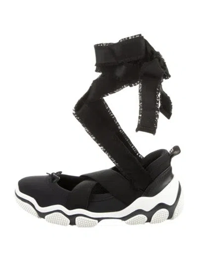 Pre-owned Red Valentino Nylon Colorblock Pattern Wedge Sneakers In Black