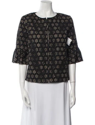 Pre-owned Red Valentino Nylon Floral Print Jacket In Black