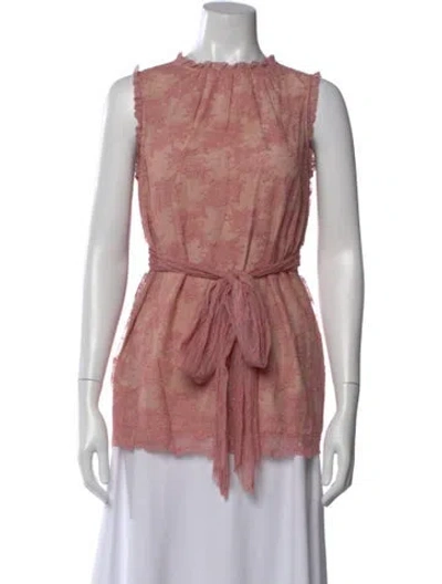 Pre-owned Red Valentino Nylon Lace Pattern Blouse In Pink