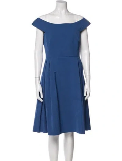 Pre-owned Red Valentino Off-the-shoulder Knee-length Dress In Blue