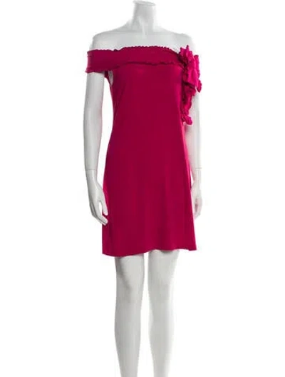Pre-owned Red Valentino Off-the-shoulder Mini Dress In Red
