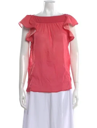 Pre-owned Red Valentino Off-the-shoulder Short Sleeve Blouse In Pink
