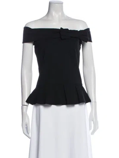 Pre-owned Red Valentino Off-the-shoulder Short Sleeve Top In Black