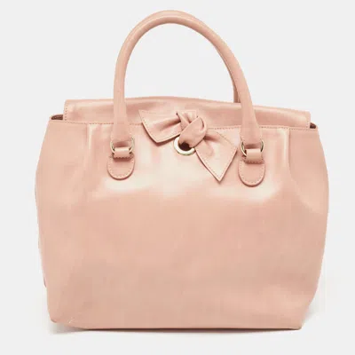 Red Valentino Old Rose Leather Bow Tote In Pink