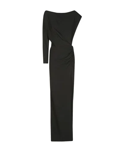 Red Valentino One-word Shoulder Asymmetrical Design Dress In Black