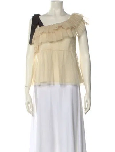 Pre-owned Red Valentino One-shoulder Short Sleeve Blouse In Neutral