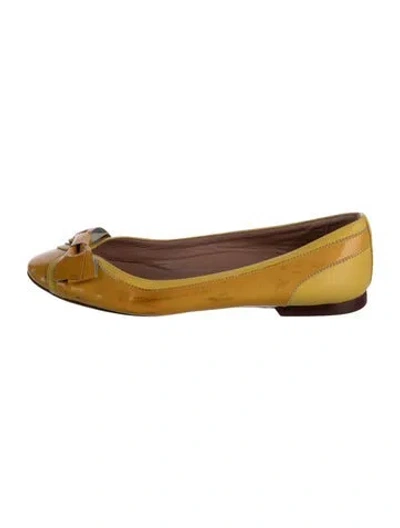 Pre-owned Red Valentino Patent Leather Ballet Flats In Yellow