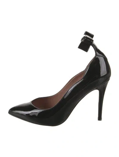 Pre-owned Red Valentino Patent Leather Bow Accents Pumps In Black
