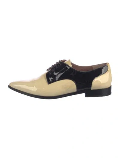 Pre-owned Red Valentino Patent Leather Colorblock Pattern Oxfords In Blue