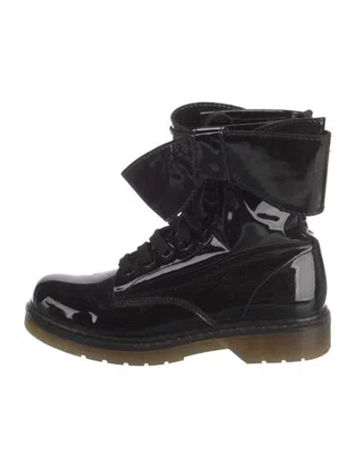 Pre-owned Red Valentino Patent Leather Combat Boots In Black