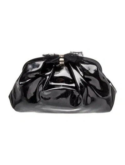 Pre-owned Red Valentino Patent Leather Evening Bag In Black